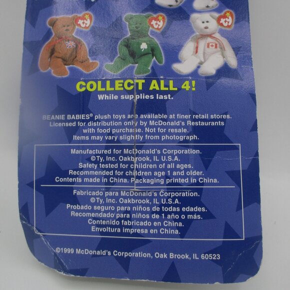 Ty Beanie Baby Glory The Bear McDonalds Exclusive 1999 Limited Edition Collectib - Picture 3 of 3